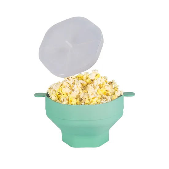 Foldable Silicone Microwave Popcorn Maker Bowl with Big Capacity Lid - Eco-Friendly and DIY Collapsible Design