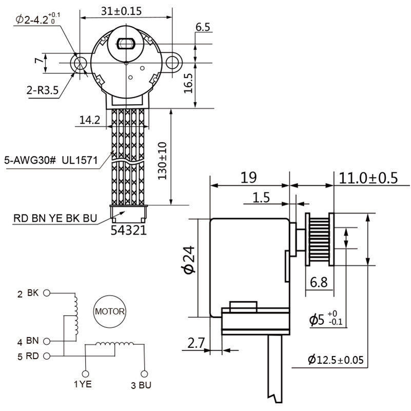 stepper motor 75 degree