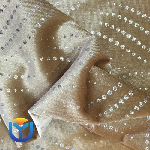 Ice velvet Spandex warp knitted velvet fabric hot stamping foil