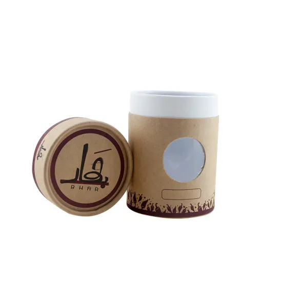 Customized Front Clear Window Round Cylinder Tea Box