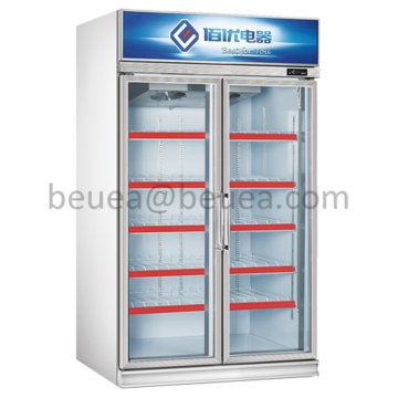 Two Glass Door Commercial Refrigerator Cooler for Drinks and Beverages