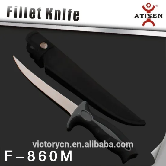 7"Over molding stainless steel fishing knife, with knife cover F-860M
