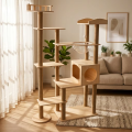 Luxury Eco-Friendly Cat Tree Tower Large Indoor Cat Scratcher Multi-Level Climbing House Modern Design Solid Wood Carton