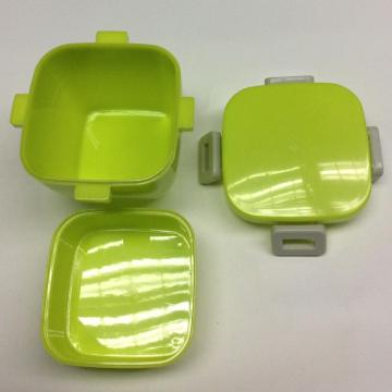 プラスチック製の正方形の2層ランチボックス