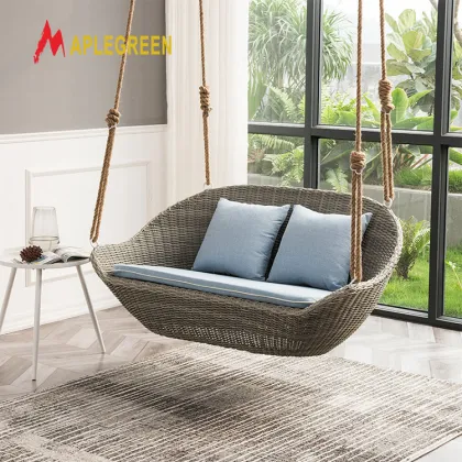 Modern Outdoor Rattan Furniture Garden Patio Swings Set with Hanging Chair