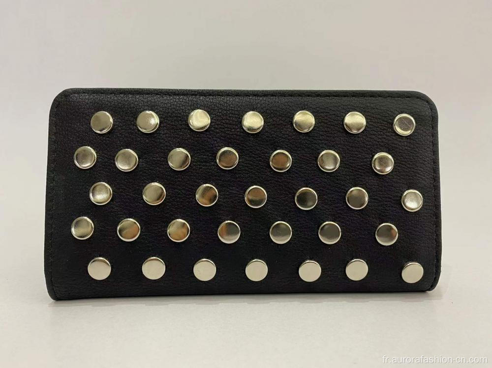 Portefeuilles à rivets noirs Lady Purse 2 Folds Wallets