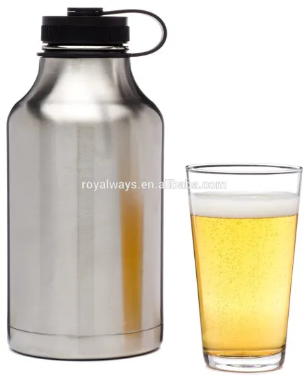 Insulated Beer Growler, Double-Wall Vacuum water bottle, Stainless Steel, 64oz