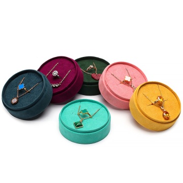 Luxury Blue Pink Velvet Jewelry Box with Logo for Pendant - Velvet Jewellery Storage Case