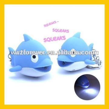 Hot Sales HT2082 Plastic Dolphin Shape Sound With LED Keychain                        
                                                Quality Choice