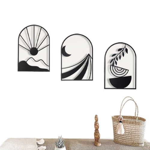 Minimalist Siyah Çizgili Meta lDuvar Dekoru