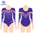 Langærmet metallisk gymnastik Leotards