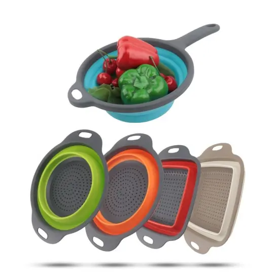 Collapsible Kitchen Strainer with Silicone Handles: Multi-Purpose Pasta Strainer, Washing Basket & Colander