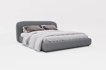 ​​Scandinavian Minimalist Bed Frame with Wabi-Sabi Stitching for Cozy Bedroom​