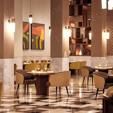 Muebles de comedor de madera de 6 plazas cuero moderno