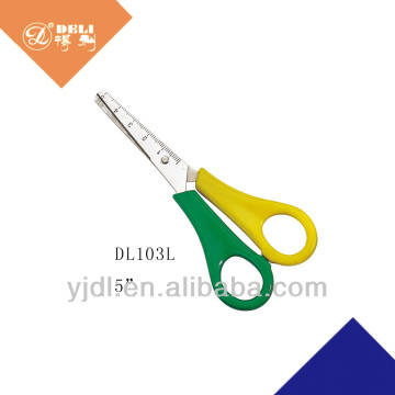 5 inch Yellow and green handle plastic kids scissors