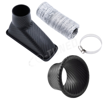 Universal Carbon Fiber Round Air Funnel Kit 58mm for Car Front Bumper Turbo Air Intake Pipe