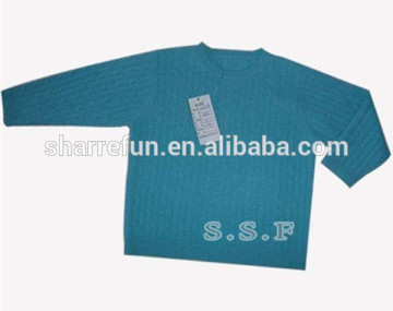 professional manufacturer round neck cable knit pure cashmere baby pullover