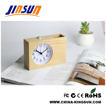 2017 New Wooden Penholder With Quartz Alarm Clock