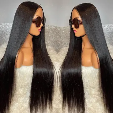 Virgin Human Hair Lace Front Wig Transparent Lace 50 Inch Straight Wig