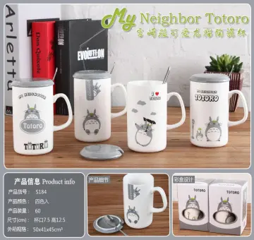 Cute Totoro Ceramic Mug with Lid and Spoon