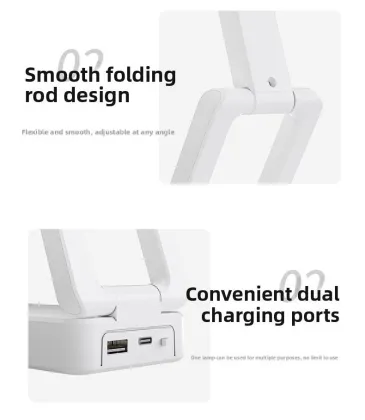 Rechargeable Folding Desk Lamp, Clock Reading Desk Lamp