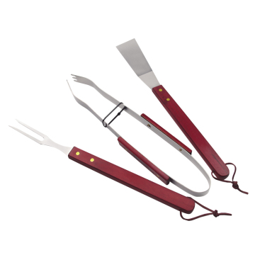 3pcs wood handle bbq set