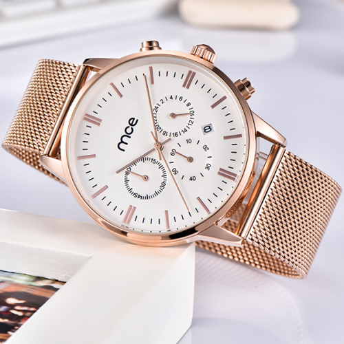 Fashion quality steel mesh quartz Chronograph watch men