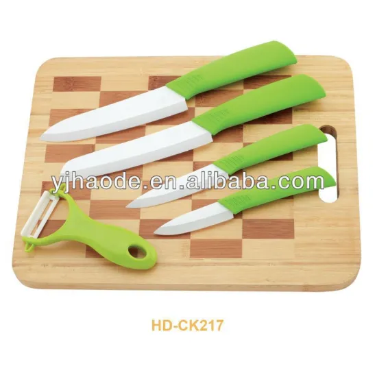 HD-CK217 bamboo cutting board white blade 7-pc ceramic knife sets