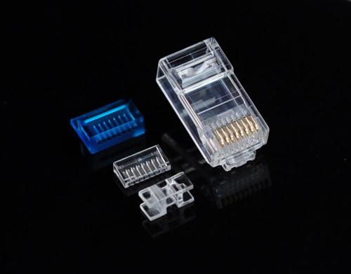 Cat7 conector RJ45 con la herramienta azul