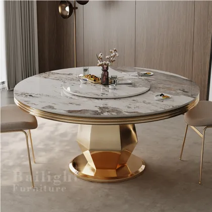 Wholesale High Quality Royal Hotel Rose Gold European Antique Round Dining Table