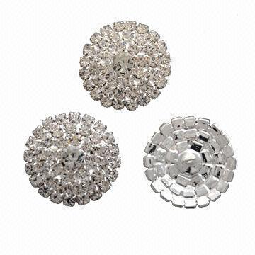 Rhinestone Buttons, Made of Alloy Base, Gold Plating, Suitable for Garments