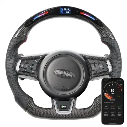 Customizable Carbon Fiber Steering Wheel with LED Display for Jaguar XE XF F-Type F-Pace E-Pace