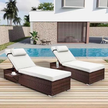 Dark Brown Rattan Reclining Chair for Poolside Relaxation
