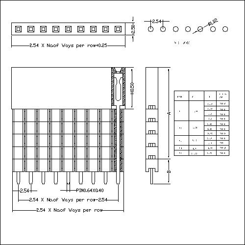 2.54 mm Female Header Single Row Straight Type Add Housing H8.5 PC104E01-XXSXXX