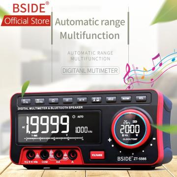 BSIDE Dual Display Digital Multimeter EBTN + Wireless Speaker + Clock 19999 Counts Benchtop DMM with 2Pcs 18650 Battery
