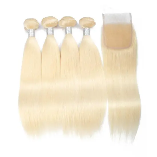 Blonde Straight Bundle And Closure Deals Bundle Hair Wavy Human Hair Lace Frontal Piece Mink Bundle Hair With Closure