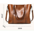 Brown leather tote bag