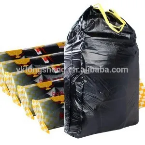 Heavy duty black drawingstring trash bags