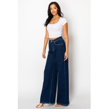 Boyfriend Jeans in Woven Navy: Perfect Wide-Leg Design