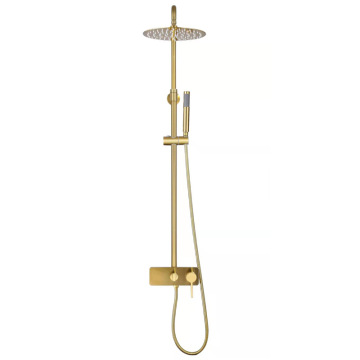 Wall-Mounted Brushed Gold Bathroom Shower Set with Rainfall Shower Mixer