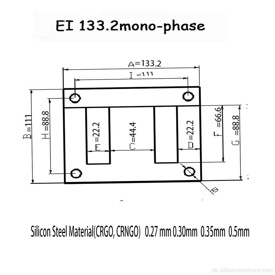 Chuangjia 1 Phase EI 133.2 Laminierungstransformatorkern
