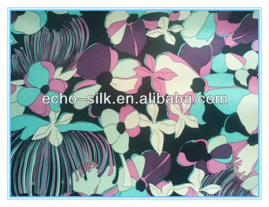 silk lycra blend satin flower printed fabric