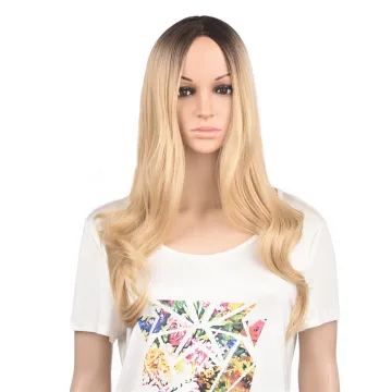 Long Body Wave Synthetic Wigs with Middle Parting For Women Heat Resistant Synthetic Fiber Wigs with Artificial Scalp 24 inches