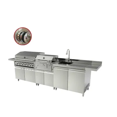 European Modern Outdoor Kitchen Island Charcoal BBQ Gas Grill Cabinet Set with Sink