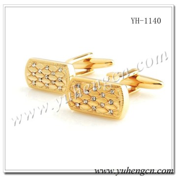 YH-1140 Gold Luxury Jewelry Cufflinks with Clean Rhinestone