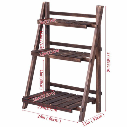 3 Tiers Wood Plant Stand Shelf Vertical Rack