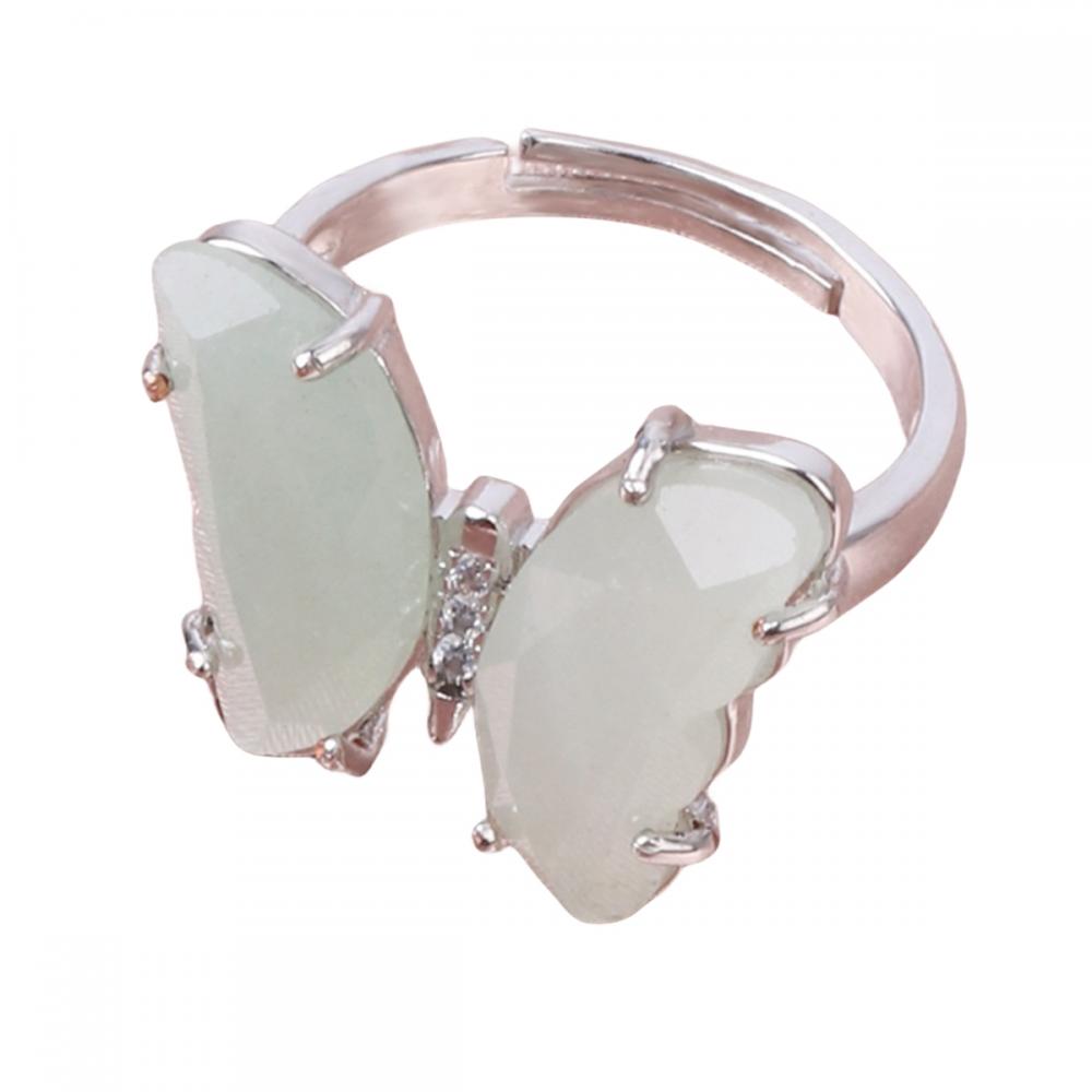 Anillos de mariposa de piedra natural Anillo de cristal de cuarzo ajustable forma de mariposa anillo de piedra preciosa para mujeres