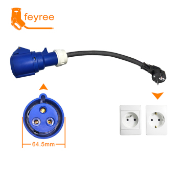 Feyree 7KW Single Phase 32A Socket to 16A EU Plug Adapter for EV Charging Cable