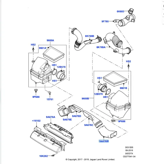 Land Rover, Jaguar Air Duct Replacement Part: LR092265 T2H3627 for Starpulse, XF, and XE Models