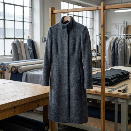 Campuran Mohair Kelabu Muda – Hangat Sesuai untuk Kot
